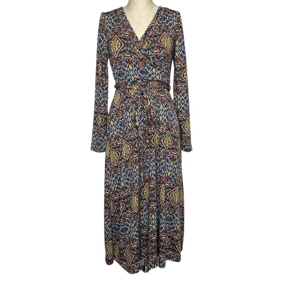NWT Uncle Frank Faux Wrap Printed Midi Dress Size XS